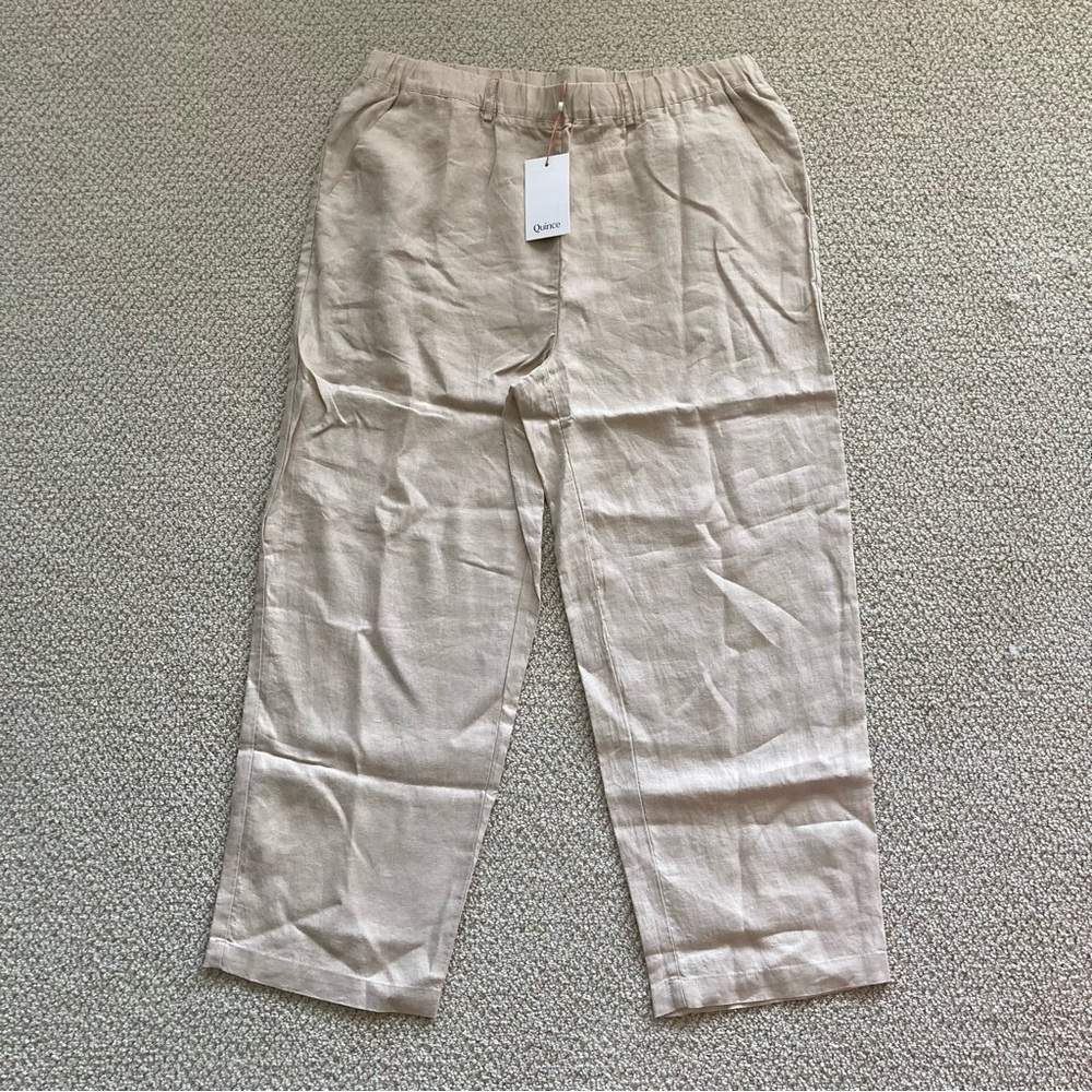 NEW Quince 100% European Linen Pants Trousers Size Large Flax Beige Tan NWT - Picture 6 of 16
